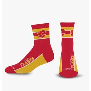 For Bare Feet Lil Deuce Calgary Flames NHL Licensed Quarter Socks large NWT